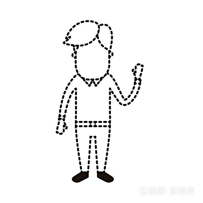 带有发型设计和服装矢量图的虚线造型人插画-正版商用图片17qi11-摄图