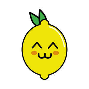卡瓦伊漂亮的快乐柠檬图标，矢量插图