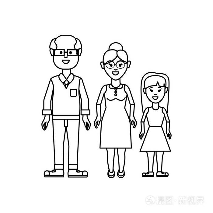 图形祖父母与他们的孙女图标矢量插图设计插画-正版商用图片17qje5-摄