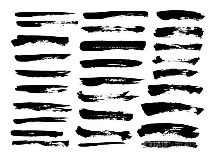黑色墨水格格笔设置笔画在白色背景