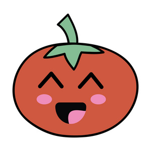 可爱的快乐番茄蔬菜矢量插图
