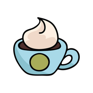 可爱的卡布奇诺杯卡通矢量插图主题集.