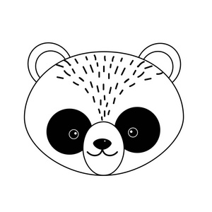 线可爱熊猫头野生动物插图