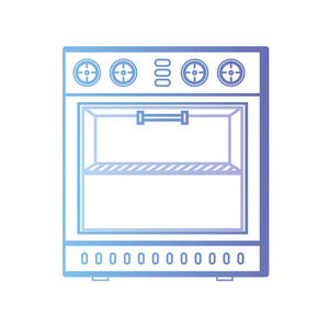 线技术烤箱电动厨具矢量图