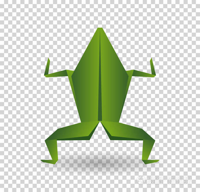 在白色背景查出的青蛙折纸抽象