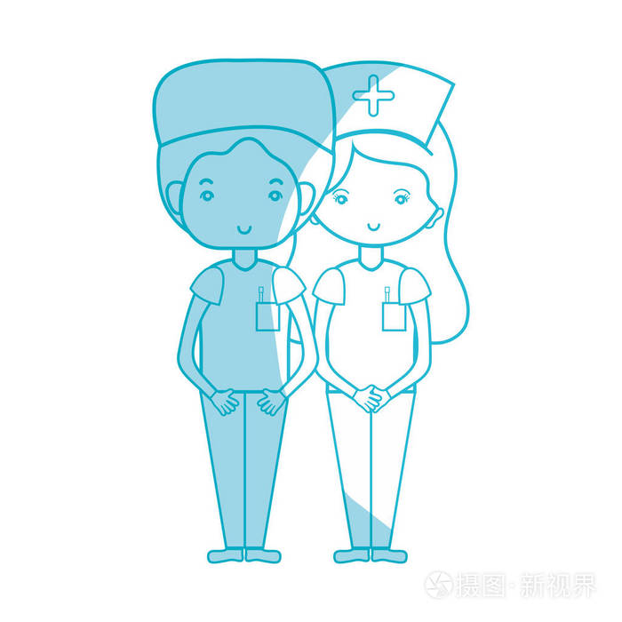 剪影医生和护士帮助人们矢量插图