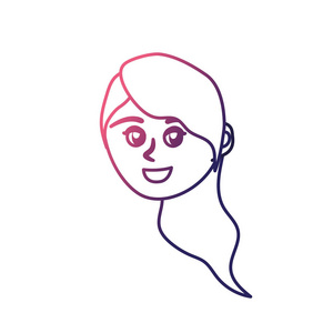 线条化身快乐女人脸发型设计矢量插图