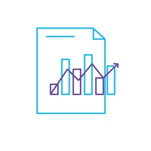 带有统计条形图和箭头增长矢量图的直线文档