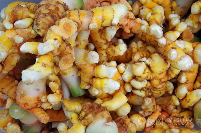 新鲜切姜黄根特写