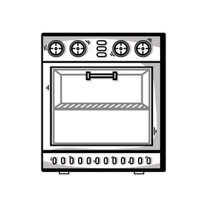 线技术烤箱电动厨具矢量图