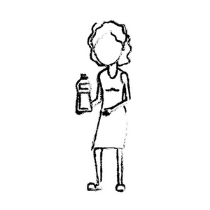 图中女人的发型，手里拿着瓶子肥皂矢量插图