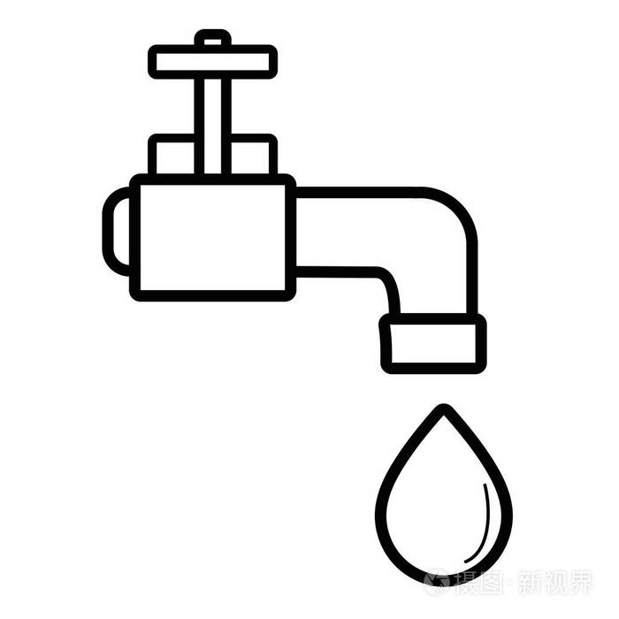 带水滴的线水龙头生态保护矢量图插画-正版商用图片17qra2-摄图新视界
