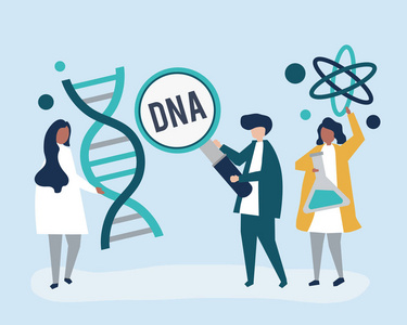 基因科学家进行研究和实验照片