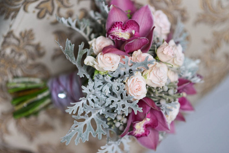 精致的婚礼新娘花束, 鲜花插花庆祝节日装饰