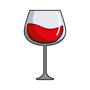 一杯葡萄酒美味的白酒饮料矢量插图