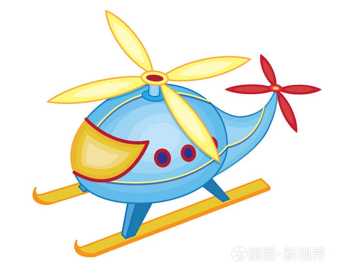 可爱的玩具直升机矢量插图