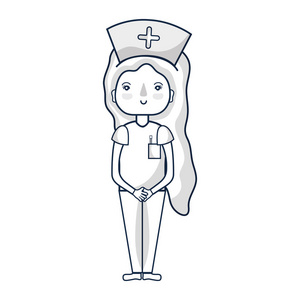 带帽子的专业护士在头部矢量插图