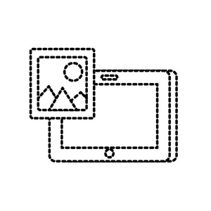 虚线形状平板技术，图片图标矢量插图