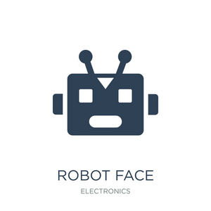 白色背景机器人人脸图标矢量时尚填充图标从电子收藏