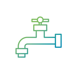 线生态水龙头节约用水环境保护矢量图