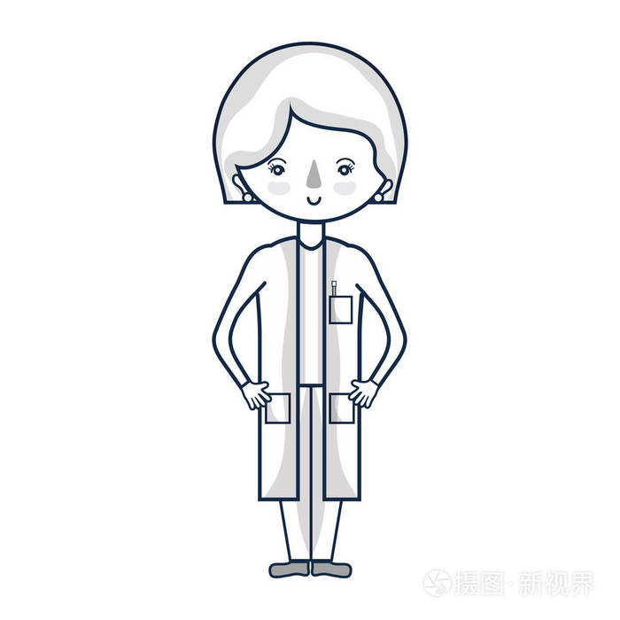 直线女医生医疗均匀矢量插图插画-正版商用图片17qyak-摄图新视界