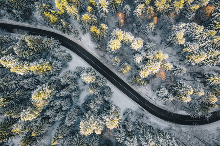 山上降雪后道路封闭