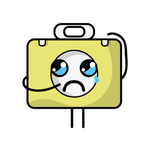 卡瓦伊可爱的哭泣公文包和医疗工具包矢量插图