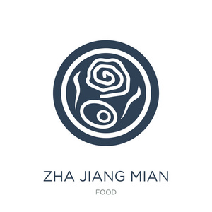 在白色背景下，zhajiangmian图标矢量，zhajiangmian时尚填充图标从食品收集。