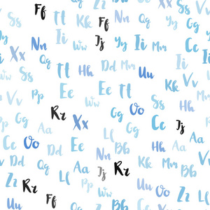 浅蓝色矢量无缝图案与ABC符号。 现代几何插图与ABC英语符号。 纺织品壁纸设计。