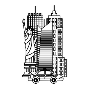自由城市摩天大楼雕像