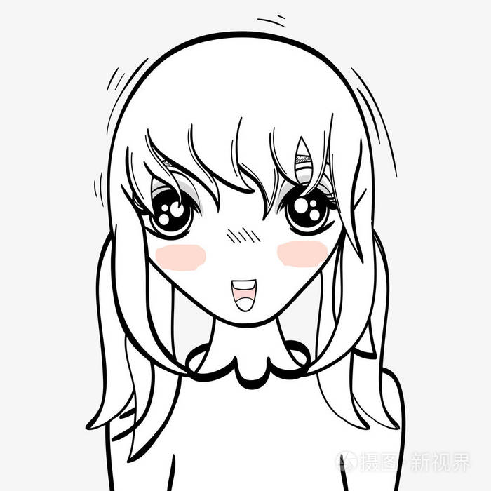 动画惊喜快乐女人矢量插图设计