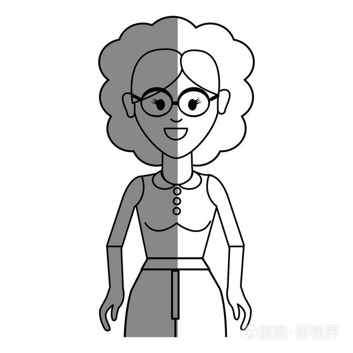 用发型和休闲布矢量插图排列老妇人插画-正版商用图片17rjl1-摄图新