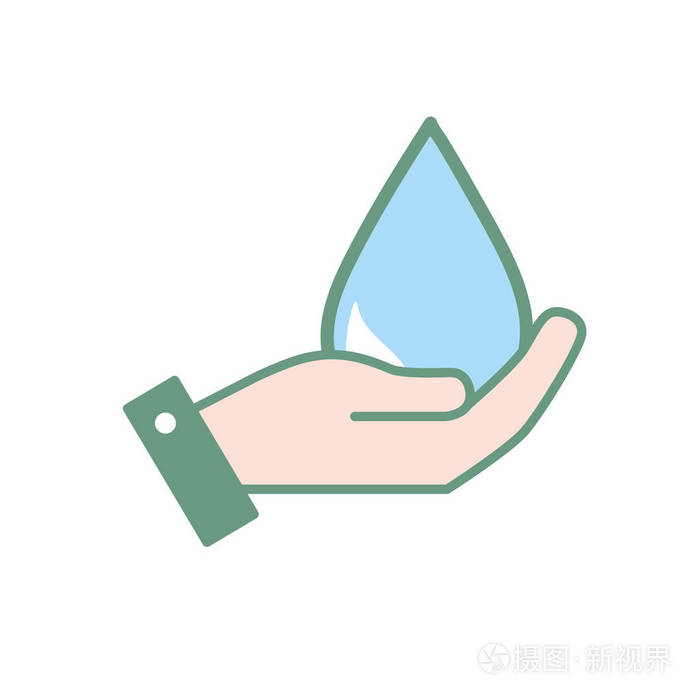 手与自然水滴环境护理矢量插图插画-正版商用图片17rjrv-摄图新视界