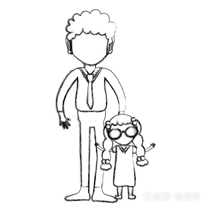 父亲和女儿在白色背景矢量插图上插画-正版商用图片17rkf9-摄图新视界