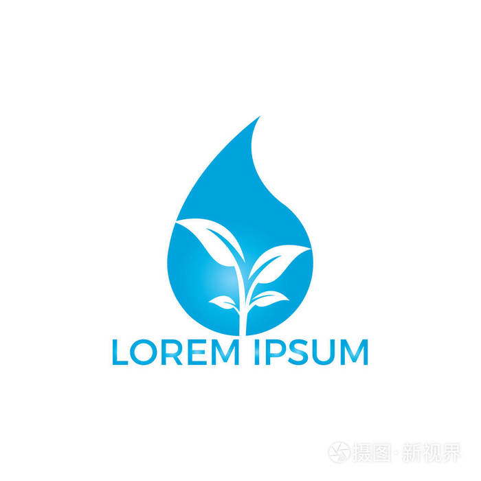 水滴与植物图标矢量标志设计. 能量的标志.