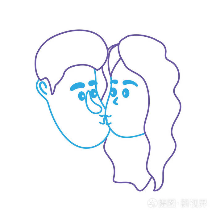 一条线构成的接吻画图片