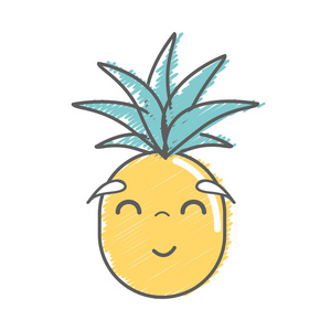 可爱的快乐菠萝蔬菜矢量插图