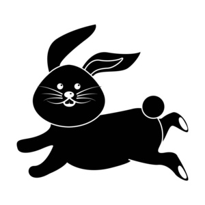 黑色轮廓可爱白兔动物跑矢量图
