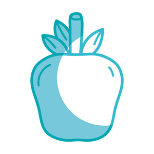 剪影美味苹果水果健康生活矢量插图