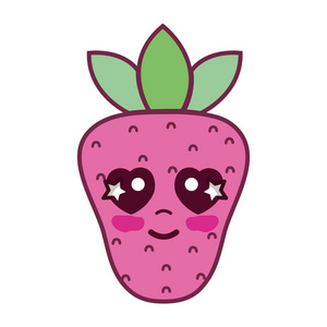 可爱的快乐草莓水果矢量插图