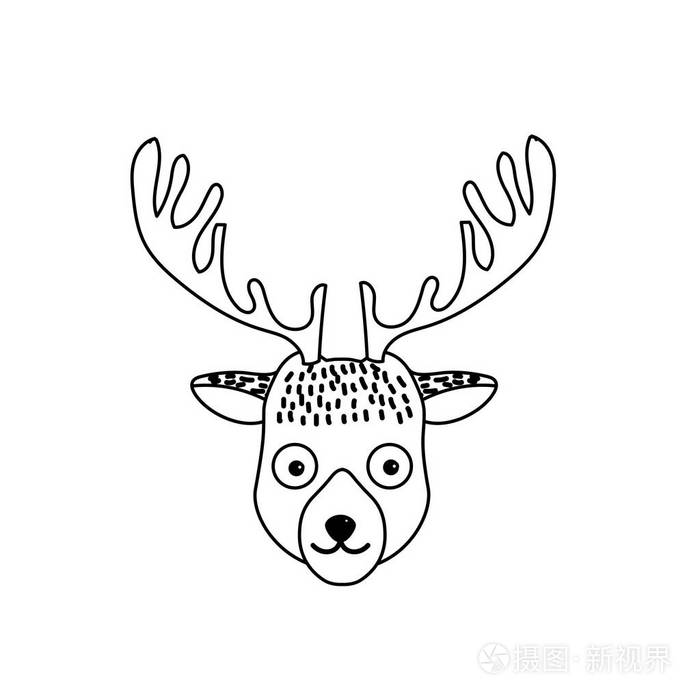 可爱的麋鹿头野生动物矢量插图插画-正版商用图片17rnkj-摄图新视界