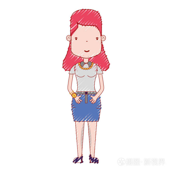 带有发型和休闲服装矢量插图的妇女插画-正版商用图片17ro04-摄图新