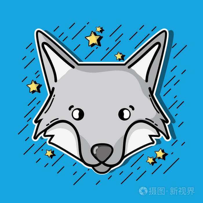 可爱的狼人动物动物矢量插图