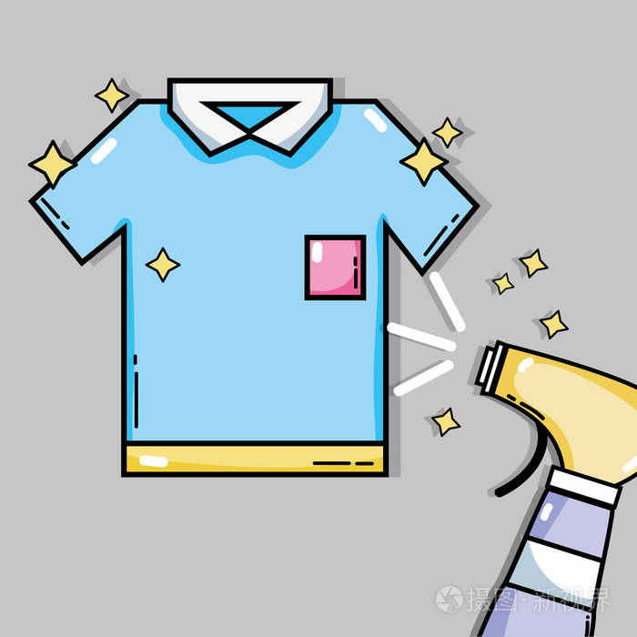 洗衣设备清洁衣服和家务矢量插图