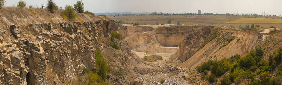 s crust. Industrial stone mining.