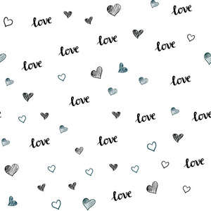 深蓝色矢量无缝背景与短语爱你的心。 五颜六色的插图与引用爱你的心。 名片网站模板。