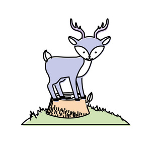 可爱的鹿动物博莱木树矢量插图