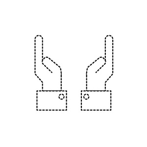 虚线形状商人手与手指设计矢量插图
