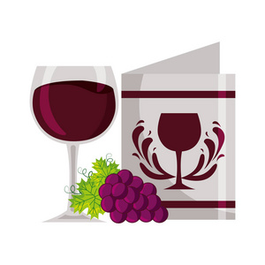 酒杯葡萄和餐厅菜单