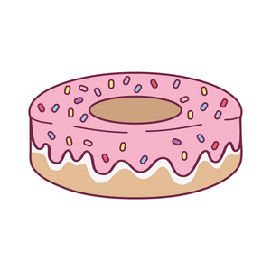 美味的新鲜甜甜圈甜点糕点矢量插图